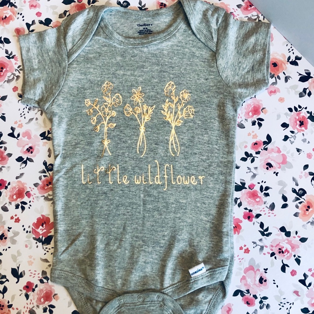 Little Wildflower Rose Gold/Light Gray Bodysuit